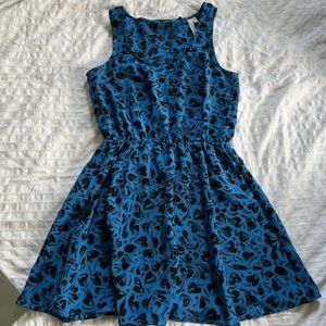 Blue heart-print mini dress